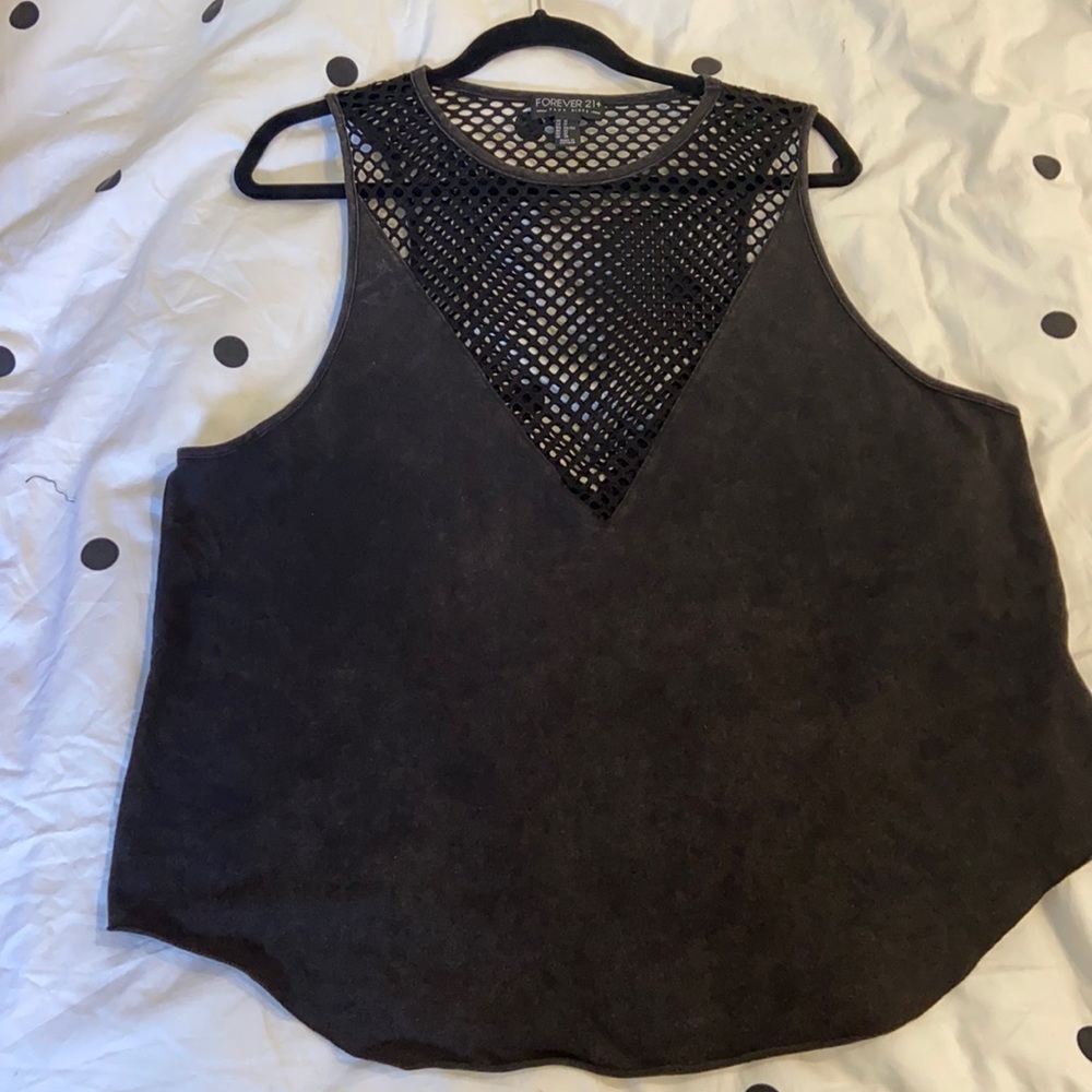 COPY - COPY - Plus size mesh black tank